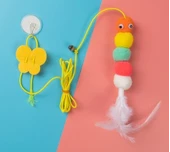 Eğitici Oyuncak Elastik Kendinden Yapışkanlı Solucan Kedi Oltası thumbnail 4