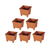 Omnipazar SY-5847 Dekoratif Plastik Kare Ayaklı Saksı 15 lt Kiremit 6 Adet thumbnail 1