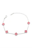 LitaeTrend Gümüş VC Yonca Bileklik - Pembe thumbnail 1