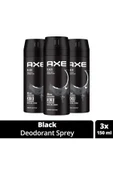 LitaeTrend 3 Adet Axe Erkek Deodorant & Bodyspray Black 48 Saat Etkileyici Koku Vücut Spreyi 150 ml thumbnail 1