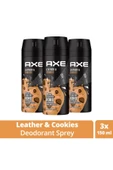 LitaeTrend 3 Adet Axe Erkek Sprey Deodorant Leather & Cookies 48 Saat Etkileyeci Koku 150 ml - 1