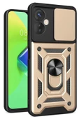 TNR İnfinix Hot 30 4G Kılıf Pars Lens Yüzüklü Silikon - Gold - 1