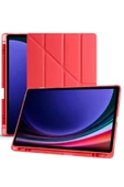 TNR Samsung Galaxy X610 Tab S9 FE Plus 12.4 Kılıf Kalemlikli Mars Tablet Kılıfı - Kırmızı - 4