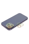 TNR iPhone 12 Pro Renkli Kamera Lens Koruma Cam - Sarı-Turuncu - 1