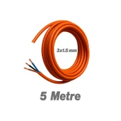 Seyyar 5 Metre Uzatma Kablosu TTR CCA Çok Telli 3x1.5 mm Elektrik Kablo Kontrol Kalem Dişi Erkek Fiş thumbnail 5