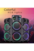 BÜYÜK BOY KABLOSUZ HOPARLÖR 200W ÇİFT KABLOSUZ MİKROFONLU KARAOKE BLUETOOTH SPEAKER ŞARJLI PARTYBOX - 4