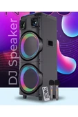 BÜYÜK BOY KABLOSUZ HOPARLÖR 200W ÇİFT KABLOSUZ MİKROFONLU KARAOKE BLUETOOTH SPEAKER ŞARJLI PARTYBOX - 1