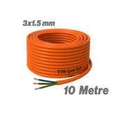 Seyyar 10 Metre Uzatma Kablosu TTR CCA Çok Telli 3x1.5 mm Elektrik Kablo Kontrol Kalem Dişi Erkek Fiş thumbnail 5