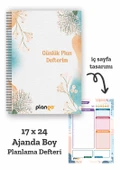 Suluboya Çiçek Spiralli Günlük Planlama Defteri - 100 Sayfa - 17x24 Planlayıcı Defter - 1