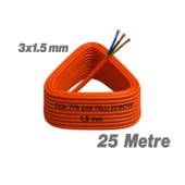 Seyyar 25 Metre Uzatma Kablosu TTR CCA Telli 3x1.5 mm Elektrik Kablo Kontrol Kalem Dişi Erkek Fiş thumbnail 4