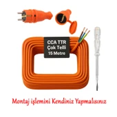 Seyyar 15 Metre Uzatma Kablosu TTR CCA Telli 3x1.5 mm Elektrik Kablo Kontrol Kalem Dişi Erkek Fiş thumbnail 3