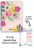 Renkli Çiçekler Spiralli Günlük Planlama Defteri - 100 Sayfa - 17x24 Planlayıcı Defter thumbnail 1