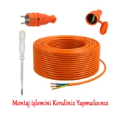 Seyyar 50 Metre Uzatma Kablosu TTR CCA Telli 3x1.5 mm Elektrik Kablo Kontrol Kalem Dişi Erkek Fiş thumbnail 3