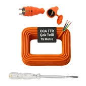 Seyyar 15 Metre Uzatma Kablosu TTR CCA Telli 3x1.5 mm Elektrik Kablo Kontrol Kalem Dişi Erkek Fiş thumbnail 1