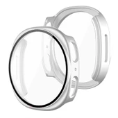 Samsung Galaxy Watch 8 44mm Uyumlu Kılıf Sert PC Kasa ve Ekran Koruyucu Kılıf  Gümüş thumbnail 2