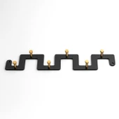 Zeta Siyah Altın Metal Askı 6’lı Lüx Vestiyer Dolap Portmanto Elbise Çanta Askılığı Gold Dekoratif - 6