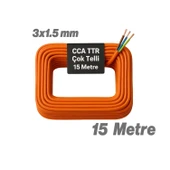 Seyyar 15 Metre Uzatma Kablosu TTR CCA Telli 3x1.5 mm Elektrik Kablo Kontrol Kalem Dişi Erkek Fiş thumbnail 4