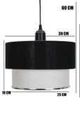 Vivido Abajur Siyah Gümüş Varaklı Deko Tekli Sarkıt Avize - 4