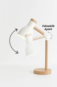 Vivido Home Doğal Ahşap İskandinav Beyaz Masa Lambası thumbnail 2