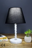 Vivido Home Siyah Elegant Komodin Abajur Beyaz Ayaklı Aydınlatma thumbnail 1