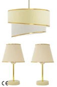 Vivido Home Krem Gold Julien Üçlü Abajur ve Avize Seti thumbnail 1