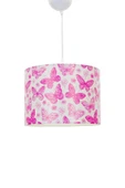 Vivido Abajur 2'li Kız Pembe Kelebekli Çocuk Aydınlatma Odası Seti Tavan & Komodin Abajur thumbnail 3