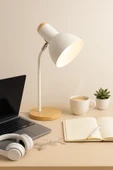 Vivido Home Ahşap Nordic Beyaz Masa Lambası thumbnail 1