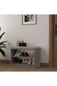 Asra Trend MDF Puflu Ayakkabılık – 2 Raflı, 60 cm, Oturaklı Ayakkabı Düzenleyici, PUF02  KÜL GRİ thumbnail 2