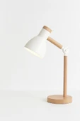 Vivido Home Doğal Ahşap İskandinav Beyaz Masa Lambası thumbnail 3