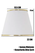 Vivido Abajur Beyaz Gold Şeritli İkili Modern Abajur Şapkası thumbnail 2