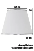 Vivido Abajur Beyaz Gümüş Şeritli İkili Modern Abajur Şapkası thumbnail 2