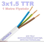 HÜNKA 3x1.5mm TTR Elektrik Kablosu BEYAZ (Çok Telli Esnek Kablo) - 2