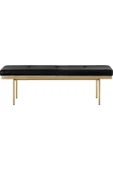 ARİA DEKORATİF YATAK UCU OTURMA BANKI MAKYAJ OTURAĞI SUNİ DERİLİ GOLD METAL AYAKLI PUF BENCH - 3
