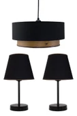 Vivido Home Lina Üçlü Avize & Abajur Seti, Siyah-Ahşap Desen thumbnail 1