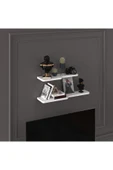 Doğal Modern Organizer Düzenleyici 2'li Kıvrımlı Dekoratif Kitaplık Banyo Mutfak Duvar Rafı  Beyaz thumbnail 2