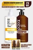 Motto Plus Professional Aşırı Yıpranmış Saçlar İçin Saç Düzleştirici Keratin & Tuzsuz Şampuan 2'li Set BÜYÜK BOY - 1