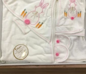 Donino %100 Pamuk 4 Lü Set Nakışlı Bebek Bornoz Seti thumbnail 9