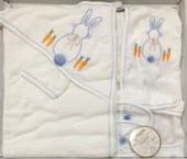 Donino %100 Pamuk 4 Lü Set Nakışlı Bebek Bornoz Seti thumbnail 2