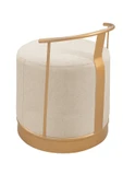 PUFİ PUF GOLD METAL ÇERÇEVELİ KETEN ÇOK AMAÇLI DEKORATİF OTURAK, MAKYAJ OTURAĞI,MONTAJSIZ PUF BENCH - 3