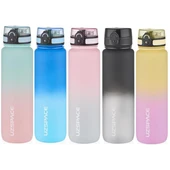 Uzspace 1000ml Büyük Boy Çift Renk Softtouch Ff Collection Tritan Su Matarası Yeşil-Pembe - 3