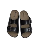 Enova Çift Tokalı Ortopedik Günlük Yumuşak Suni Deri Ev Dışarı Terliği thumbnail 4