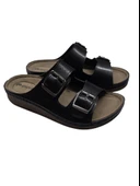 Enova Çift Tokalı Ortopedik Günlük Yumuşak Suni Deri Ev Dışarı Terliği thumbnail 2