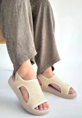 BİÇOMİ Wayi Bej Hasır Cilt Sandalet thumbnail 3