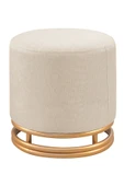NUVİ PUF GOLD METAL ÇERÇEVELİ KETEN ÇOK AMAÇLI DEKORATİF OTURAK, MAKYAJ OTURAĞI,MONTAJSIZ PUF BENCH - 1
