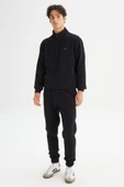 Erkek Pike Interlock Half Zip Sweatshirt Black Black XL thumbnail 4