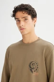 Erkek Baskılı Sweatshirt Khaki Khaki L thumbnail 5