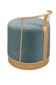 PUFİ PUF GOLD METAL ÇERÇEVELİ KETEN ÇOK AMAÇLI DEKORATİF OTURAK, MAKYAJ OTURAĞI,MONTAJSIZ PUF BENCH - 3