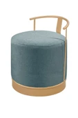 PUFİ PUF GOLD METAL ÇERÇEVELİ KETEN ÇOK AMAÇLI DEKORATİF OTURAK, MAKYAJ OTURAĞI,MONTAJSIZ PUF BENCH - 1