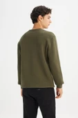 Bisiklet Yaka Sweatshirt Khaki Khaki M thumbnail 3