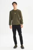 Bisiklet Yaka Sweatshirt Khaki Khaki M thumbnail 5